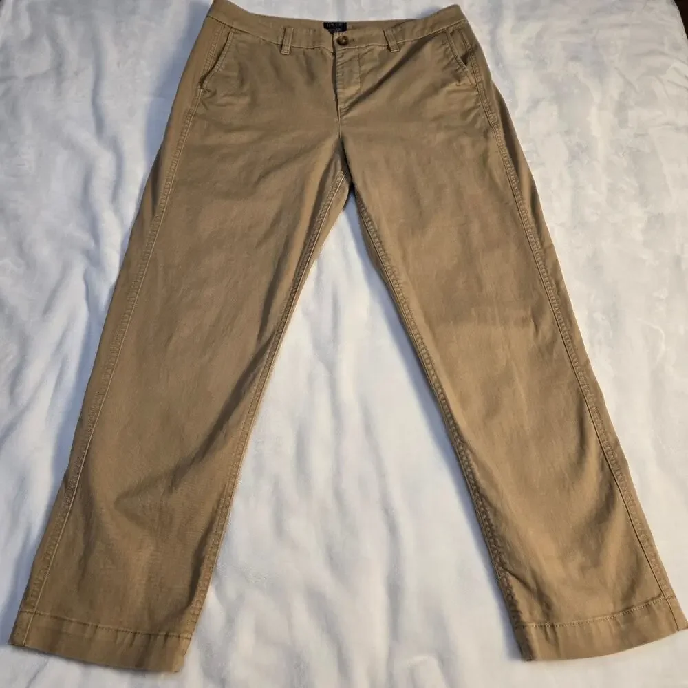 J.Crew Factory High-Rise Girlfriend Chino Size 10 Tan Khaki Cotton Stretch